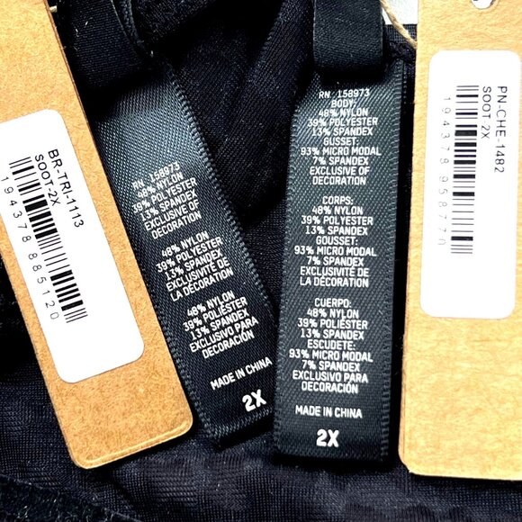 SKIMS Velvet Burnout Logo Triangle Bralette + String Bikini Brief Soot 2X - Picture 13 of 14